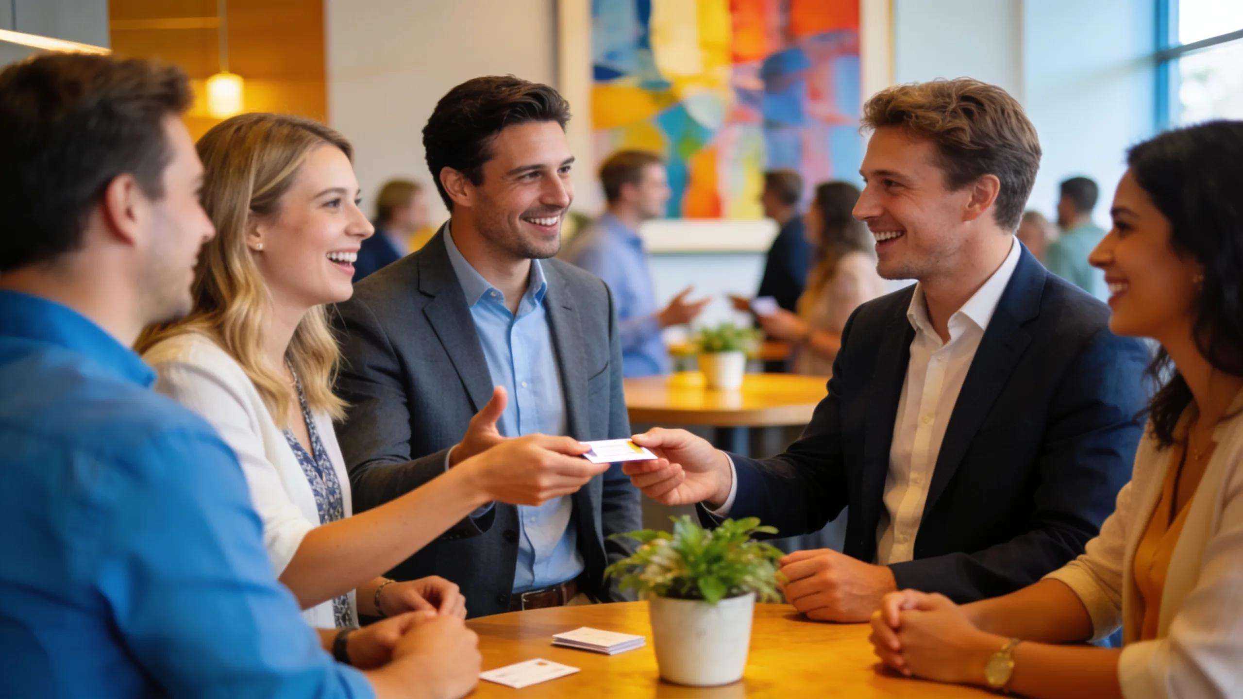 Attendees networking at a B2B event, highlighting effective lead generation tactics for professional service firms