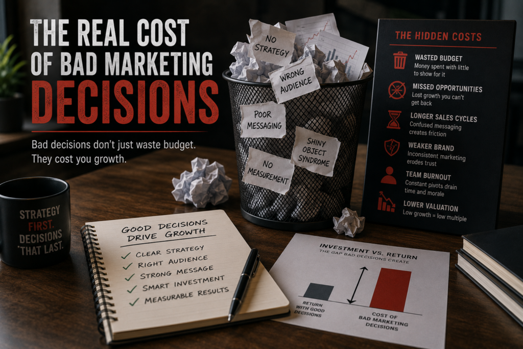 Wasted marketing budget and missed opportunities represented by crumpled paper in a trash can, contrasting