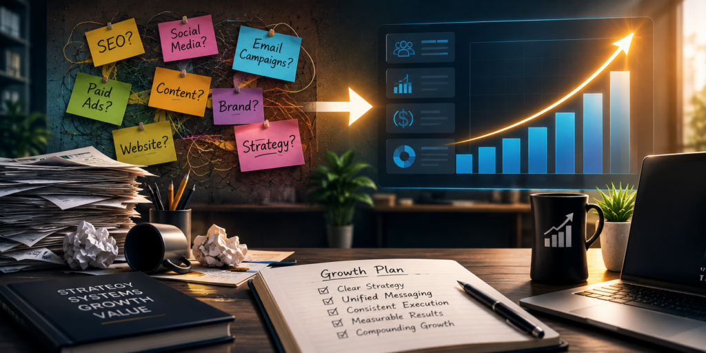 Scattered marketing tactics evolving into a growth plan and predictable pipeline.