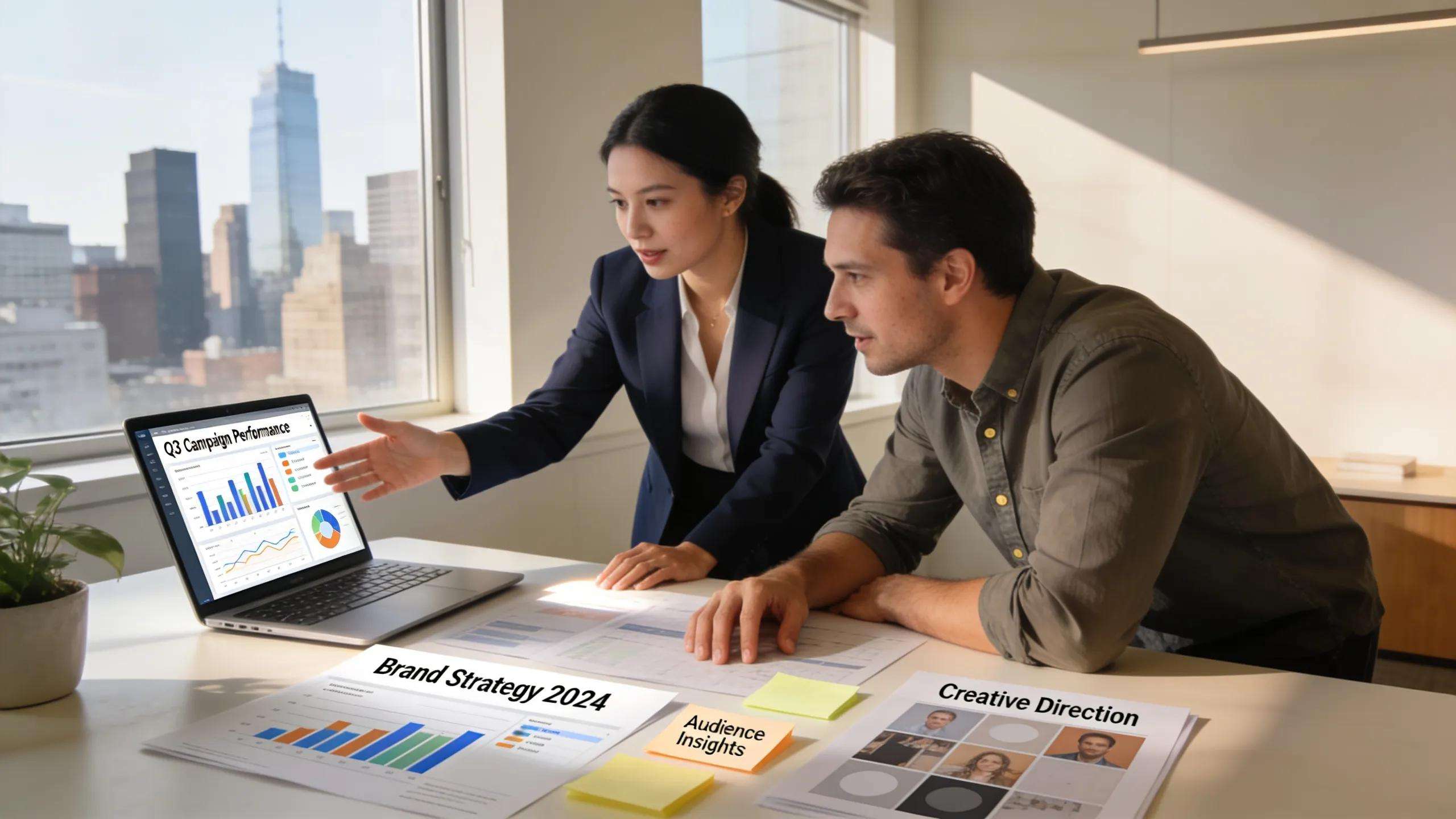 Fractional CMO consulting with a business founder about marketing strategies