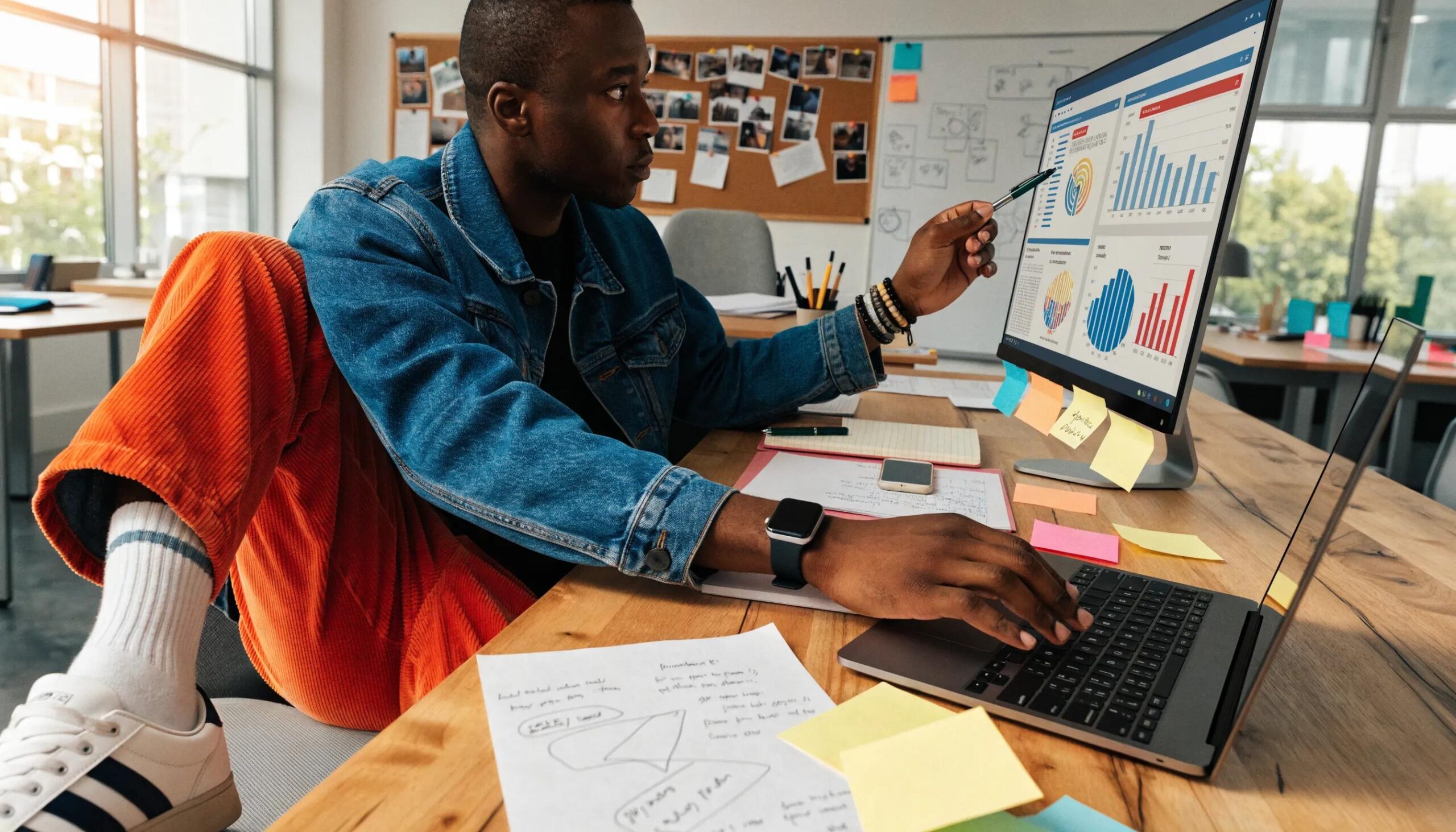 Marketing professional analyzing strategies for business development