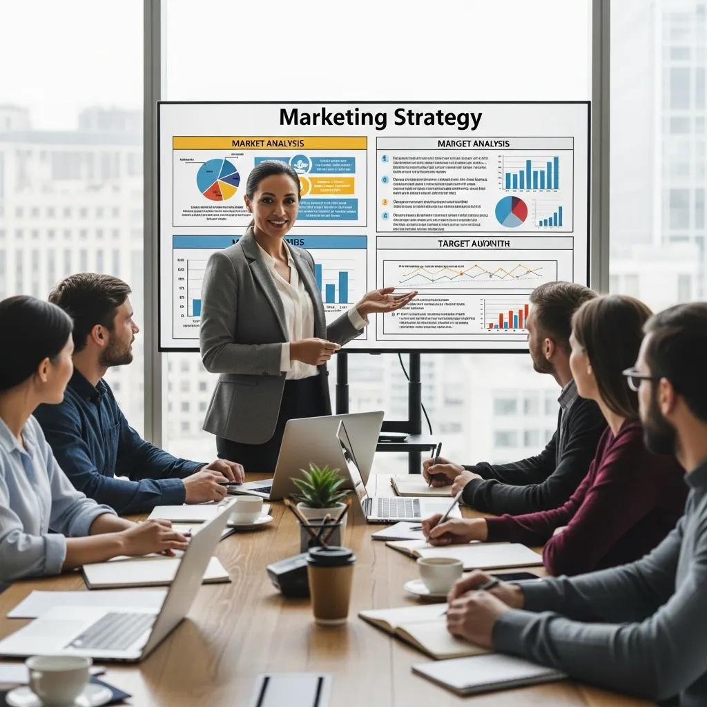 Fractional CMO presenting cost-effective marketing tactics to a startup team
